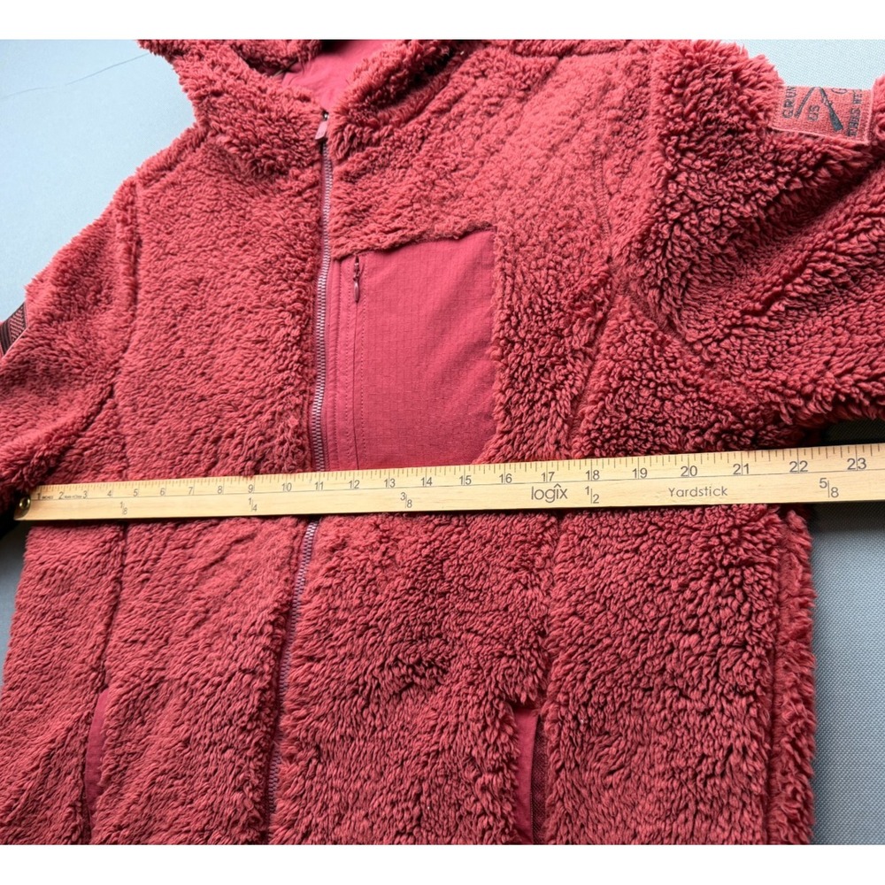 Grunt Style Sherpa Fleece Hooded Jacket Full Zip Flag Patch Red | Men's Medium - Picture 10 of 16